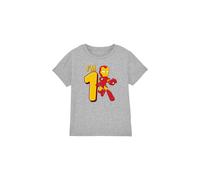 Iron Man Cute Birthday 1 Kids T-Shirt Light Grey | Size: 5-6 Years Iron Man Light Grey 5-6 Years