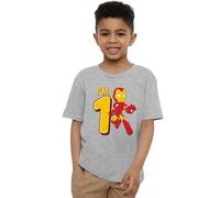 Iron Man Cute Birthday 1 Unisex Kids T Shirt, Athletic Heather, 7-8 Years