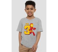 Iron Man Cute Birthday 3 Kids T-Shirt Light Grey Iron Man Light Grey 9-10 Years
