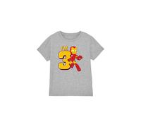 Iron Man Cute Birthday 3 Kids T-Shirt Light Grey | Size: 12-13 Years Iron Man Light Grey 12-13 Years