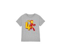 Iron Man Cute Birthday 4 Kids T-Shirt Light Grey | Size: 12-13 Years Iron Man Light Grey 12-13 Years
