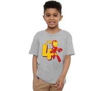 Iron Man Boys Cute Birthday 4 Unisex Kids T-Shirt, Athletic Heather, 3-4 Years UK