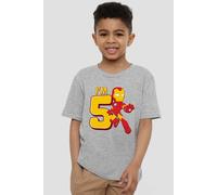Iron Man Cute Birthday 5 Kids T-Shirt Light Grey Iron Man Light Grey 5-6 Years