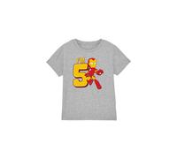 Iron Man Cute Birthday 5 Kids T-Shirt Light Grey | Size: 12-13 Years Iron Man Light Grey 12-13 Years