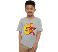 Iron Man Cute Birthday 5 Unisex Kids T Shirt, Athletic Heather, 9-10 Years