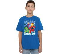 Iron Man Marvel His Awesome Friends Armor Up! Boys T Shirt, Royal Blue, 7-8