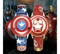 (Iron Man) Super Hero Captain Iron Man Avengers Quartz Watch Kids Flip Case Watch Gifts