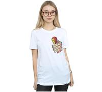 Iron Man Tattoo Journey Breast Print Cotton Boyfriend T-Shirt Marvel White S