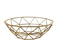 Iron Mesh Woven Fruit Basket Kitchen Countertop Fruit Bowl Vegetable Decorative Holder - Gold
