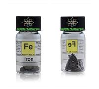 Iron metal element 26 Fe, pieces 99,99% 5 grams in vial of glass with label