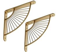 Iron Metal Wall Mounted Floating Shelf Bracket, 15/20/25/30cm 90 Degree L Shelf Support Bracket, Heavy Duty Wall Brackets for Shelves, Hardware Included(Gold,30cm/11.8in)
