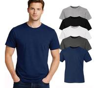Iron Mountain Men’s T Shirts 5 Pack - Crew Neck Plain Tee Shirt Set, Super Soft Cotton Polyester Blend Short Sleeve Lightweight Breathable Workwear for Men Work Gym Casual Wear (Assorted Colors, XL)