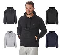 Iron Mountain Men's Fleece Hoodie with Kangaroo Pocket Workwear Warm Soft Pullover Cotton Blend Lightweight Durable Winter Hooded Sweatshirt for Men Casual Wear (Black, L)