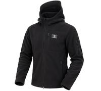 Iron Mountain Men's Hooded Technical Fleece Full Zip Jacket Windproof Outdoor Fleece Hoodie, Black, 4XL