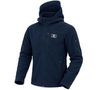 Iron Mountain Men's Hooded Technical Fleece Full Zip Jacket Windproof Outdoor Fleece Hoodie, Navy, XXL