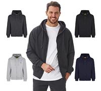 Iron Mountain Mens Reclaimed Yarn Eco Friendly Anti Pil Soft Fleece Flexible Comfortable Workwear Zip Hooded Hoodie Top Sweatshirt, Charcoal Marl, Medium