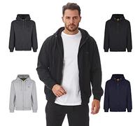Iron Mountain Mens Reclaimed Yarn Eco Friendly Anti Pil Soft Fleece Flexible Comfortable Workwear Zip Hooded Hoodie Top Sweatshirt, Black, Large