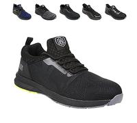 Iron Mountain Men's Work and Utility Safety Shoes With Steel Toe Cap and Protective Midsole Workwear Safety Work Safety Trainers S1P SRC, Black/Yellow Sole, UK 8 / EU 42