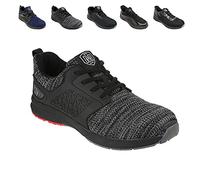 Iron Mountain Men's Work and Utility Safety Shoes With Steel Toe Cap and Protective Midsole Workwear Safety Work Safety Trainers S1P SRC, Black/Grey Knit, UK 7 /EU 41