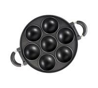 Iron Muffin Mould - Cast Round Baking Tray with Seven Cavities, Pre-Baked Frying Pan Quality, Even Heating Control, Cupcake Popover Cornbread Dessert Ovenware Kitchen Baking Moulds Large S