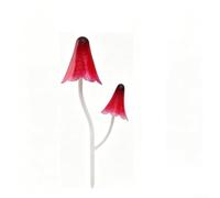 Iron Mushroom Statue Stake for Garden Decor - Rustic Metal Yard Art Ornament with Ground Spike - Red Blue Yellow 29cm(Red)