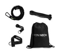 Iron Neck Resistance Bands Heavy Kit - Includes 35-lb Resistance Band, Light Power Band, Door Anchor, Cinch Anchor, & Drawstring Bag - Neck Trainer, Exerciser, & Strengthener Home & Gym Use