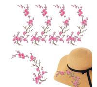 Iron-On Appliques for Hats, Embroidered Patches, Five Pieces Floral Pattern, Iron-On Fabric for Hat, Cheerleading Uniform, Sports Team Clothing