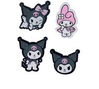 Iron-On Cute Character Patch Set, 4-Pack Embroidered Kawaii Appliqué Badges for Clothes, Backpacks, DIY Crafts