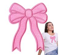 Iron-On Embroidered Bow Patch | 12.9 cm Patch with Bow for Iron-On | Side Bow Patch - Cute Embroidered Applique for Girls, Women