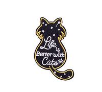 Iron On Embroidered Patch Cartoon Animal Embroidery Cloth Patch Cat Cloth Patch Like is Better with Cat Embroidery Patch Appliable to Badge Iron On/Sew On Emblem Patch DIY Accessories