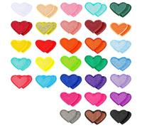 Iron on Hearts for Clothing, Teaaha 62 PCS Colorful Mini Heart Patch Embroidered Sew on Love Applique Patches for Jeans Jackets Hats Bags Backpacks Clothes DIY Craft Repair Decorations(31color)