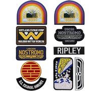 【Iron On/Hook & Loop】 10 PCS USCSS Nostromo Patches Ellen Crew Ripley Halloween Alien Movie Costume Embroidered Patches Set