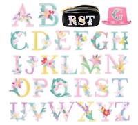 Iron on Letter and Number Patches, Embroidered Alphabet A-Z and Numbers 0-9, Blue, DIY Appliques for Clothes Hats Jeans Socks, 1-1.5 Inch, 72 Pieces (Colorful Alphabet (26PCS))