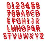 Iron on Letter and Number Patches, Embroidered Alphabet A-Z and Numbers 0-9, Blue, DIY Appliques for Clothes Hats Jeans Socks, 1-1.5 Inch, 72 Pieces (Red Number Alphabet (72PCS))