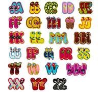 Iron On Letter Patches 52 Pieces A-Z Alphabet Applique Patches，Embroidered Patch A-Z Letter for Hats, Jackets, Shirts and Jeans DIY Craft Sewing Projects (Cartoon Style)