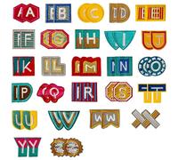 Iron On Letter Patches 52 Pieces A-Z Alphabet Applique Patches，Embroidered Patch A-Z Letter for Hats, Jackets, Shirts and Jeans DIY Craft Sewing Projects (Wordart)