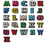 Iron On Letter Patches 52 Pieces A-Z Alphabet Applique Patches，Embroidered Patch A-Z Letter for Hats, Jackets, Shirts and Jeans DIY Craft Sewing Projects (Colored Letters)