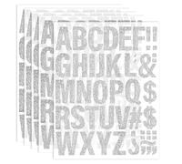 Iron on Letters for Clothes 2 Inch, Silver Glitter Iron-on Heat Transfer Letters Vinyl Alphabet for Clothing T Shirts 5 Sheets