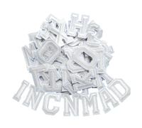 Iron on Letters for Clothing 52 Pcs White Iron on Patches - Alphabet A-Z Embroidered Patches with Ironed Adhesive Sew on Patch for Jackets, Coats, Shirts, Hats, Bags, Jeans