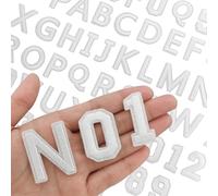 Iron on Letters Numbers Patches, Embroidered Patches Letters A-Z, Numbers 0-9, Applique for Clothes, Dress, Hat, Jeans, DIY Accessories, 72 PCS (White)