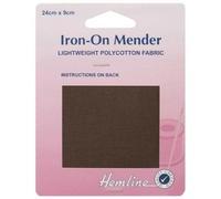 Iron On Mender Fabric Patch Lightweight Polycotton Repair 1 2+ Pack 412D, Brown, 2 Packs