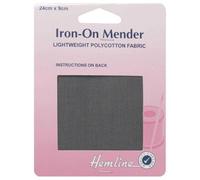 Iron On Mender Fabric Patch Lightweight Polycotton Repair 1 2+ Pack 412D, Dark Grey, 1 Pack