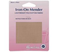 Iron On Mender Fabric Patch Lightweight Polycotton Repair 1 2+ Pack 412D, Fawn, 2 Packs