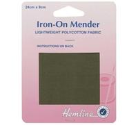 Iron On Mender Fabric Patch Lightweight Polycotton Repair 1 2+ Pack 412D, Khaki, 1 Pack