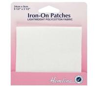 Iron On Mender Fabric Patch Lightweight Polycotton Repair 1 2+ Pack 412D, White, 1 Pack