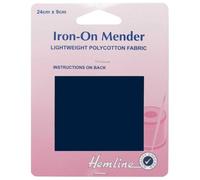 Iron On Mending Fabric Patch Repair Lightweight Polycotton 9 Colour 529D, Navy Blue, 2 Packs