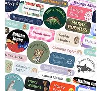Iron on name labels for children - Perfect labelling uniforms and kids clothing - A range of fantastic designs to choose from (Space doodles - blue)