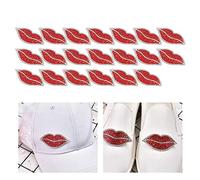 Iron On Patch Applique, 20Pcs Red Lip Rhinestones Resin Crystal Hot Diamond Pattern Clothing Decoration DIY for Wedding Dresses, Necklaces, Dresses, Headdresses, Hats, Bags