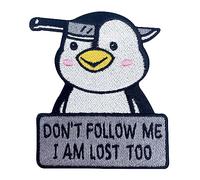 Iron-on Patch - Dont Follow me I am Lost Too Penguin | Winter Iron on Patches, Penguins Embroidery Patch, Animal Saying ironable Patch, Animals Badges Finally Home
