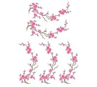 Iron-On Patch | Embroidered Designs to Sew On 5 Pieces Plum Blossom Fabric with Adhesive on the Back for Jeans Backpack